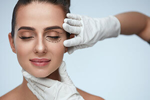 Woman Being Prepped for Eyelid Surgery